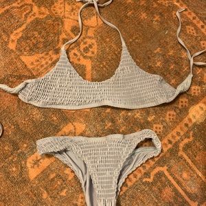Dusty lavender colored ruched bikini XS